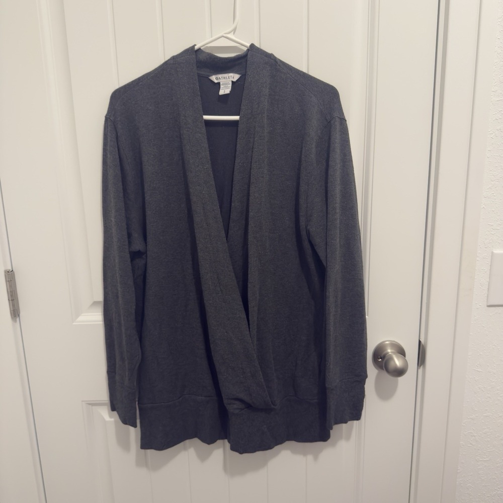 Athleta Women's Dark Gray Wrap Sweater Long Sleeve Size L